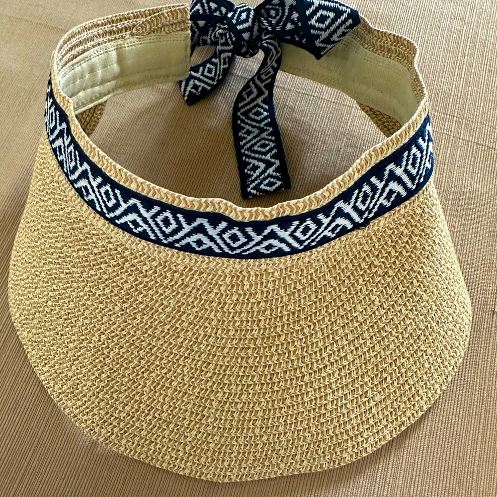 Sea&Grass straw visor with blue trim. New never worn.